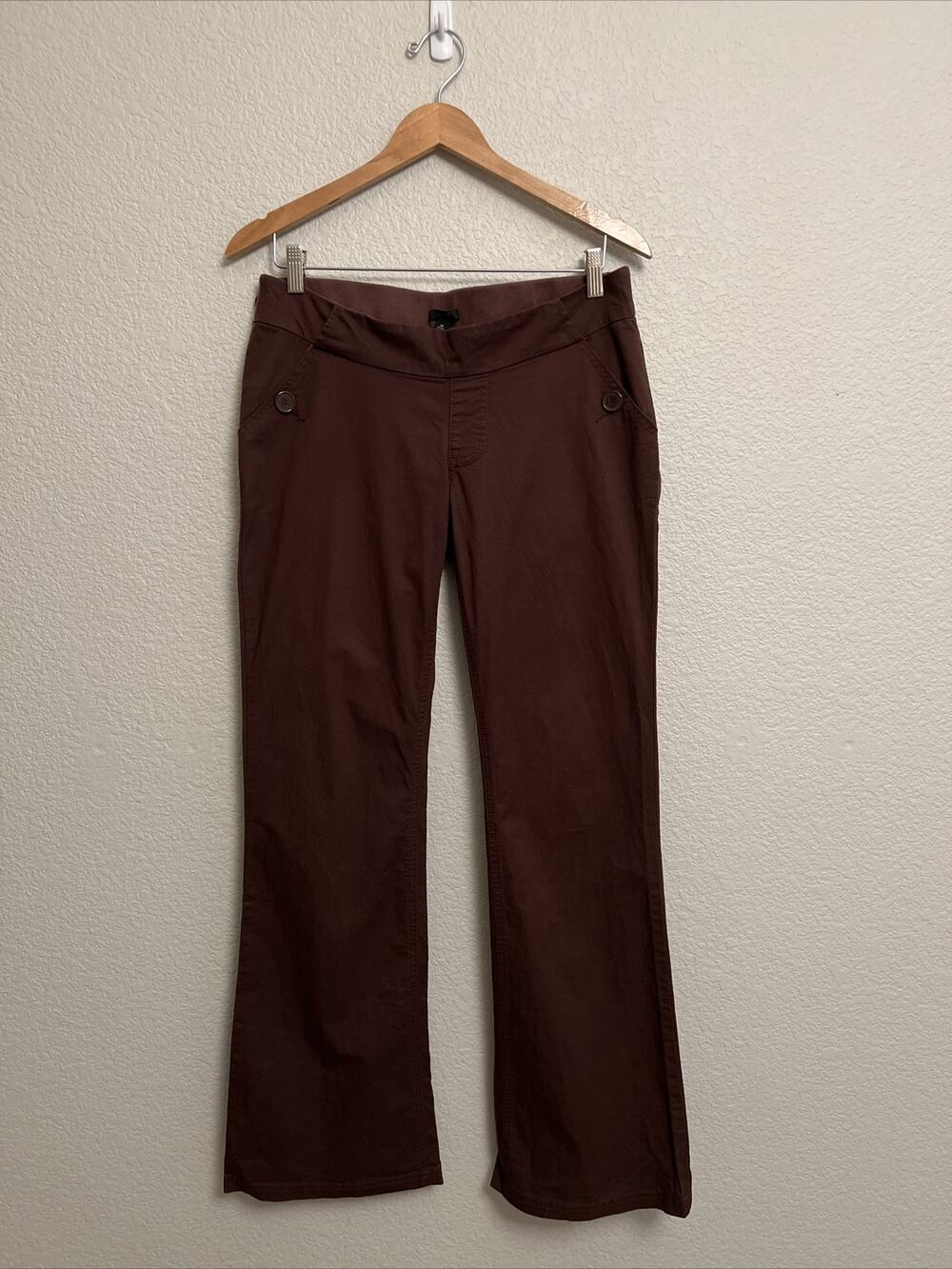 Baby Style Maternity Pants Stretch Chino's Brown 90s Y2K Low Waisted Bootcut M